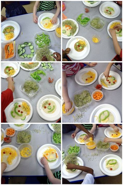 fun food activity for preschool kids making silly vegetable faces and watermelon fruit pops | The Decorated Cookie Food Activity For Preschool, Vegetables Crafts For Kids, Fun Food For Kids, Healthy Food Activities, Preschool Cooking, Vegetable Crafts, Food For Kids, Kids Vegetables, Nutrition Activities