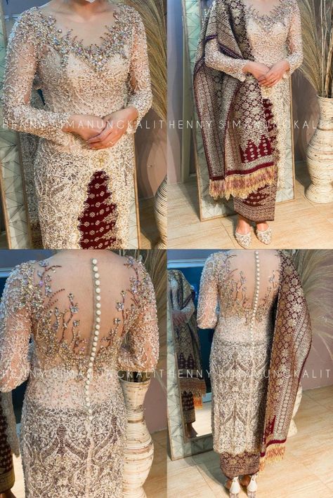 Kebaya Bridesmaid, Model Dress Kebaya, Kebaya Lace, Batik Dress Modern, Kebaya Wedding, Kebaya Modern Dress, Kebaya Brokat, Simple Wedding Gowns, Kebaya Dress