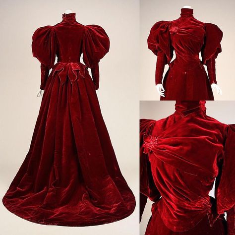 c.1893 Worth evening ensemble from Met Museum Dracula Inspired Outfits, Vampire Outfit, Victorian Era Fashion, 1890s Fashion, Victorian Costume, 19th Century Fashion, Old Dresses, Victorian Clothing, Vintage Gowns