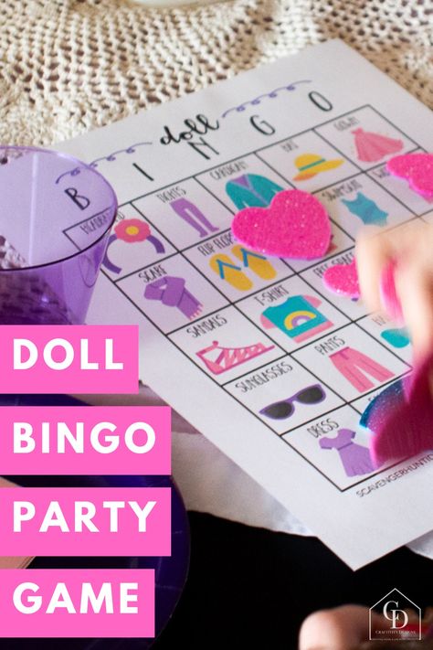 Play doll bingo at your daughter's birthday party. Her friends will love marking doll clothing items, such as gowns, sandals, and bracelets, until they cross off a BINGO and win! Perfect for a Barbie Birthday Party or American Girl Doll Birthday Party, but also fun for a playdate or slumber party! American Girl Doll Birthday Party, Girls Barbie Birthday Party, Doll Birthday Party, Play Doll, Creative Party Ideas, Daughter's Birthday, Barbie Birthday Party, Ladybug Birthday, Fairy Birthday Party