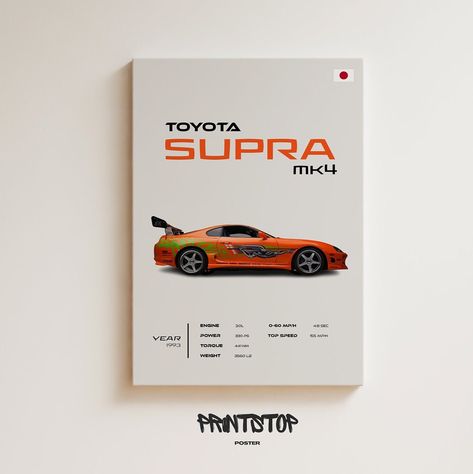 Toyota Supra MK4 Poster, 1993 JDM Classic Car Wall Art, Garage Decor, Fine Art Print, Gift for Fast & Furious Fans Supra Mk4 Poster, Supra Poster, 1993 Poster, Bollywood Poster, Art Garage, Supra Mk4, Japanese Sports Cars, Toyota Supra Mk4, Auto Poster