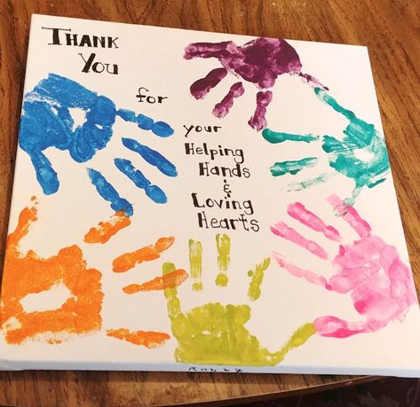 Hand Print Thank You Cards, Thank You Crafts For Kids To Make, Thank You Handprint Art, Thank You Card From Kids, Handprint Thank You Card, Thank You Crafts, Kids Thank You Cards Diy, Toddler Thank You Cards Diy, Thank You Craft