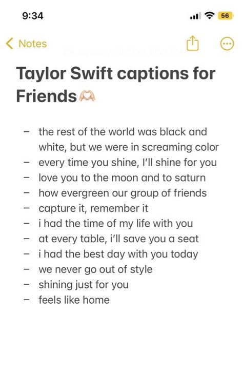 Taylor Songs For Best Friends, Taylor Swift Insta Captions Friends, Cute Taylor Swift Captions, Taylor Swift Songs About Friends, Friends Lyrics Captions, Taylor Birthday Captions, Taylor Swift Songs About Friendship, Taylor Swift Song For Best Friend, Taylor Swift Bestie Lyrics