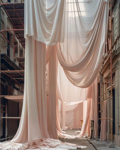 Fabric In Architecture, Fabric Installation, Fabric Draping, Healing Space, Artistic Installation, Traditional Modern, Industrial Art, Senior Living, Wedding Fabric