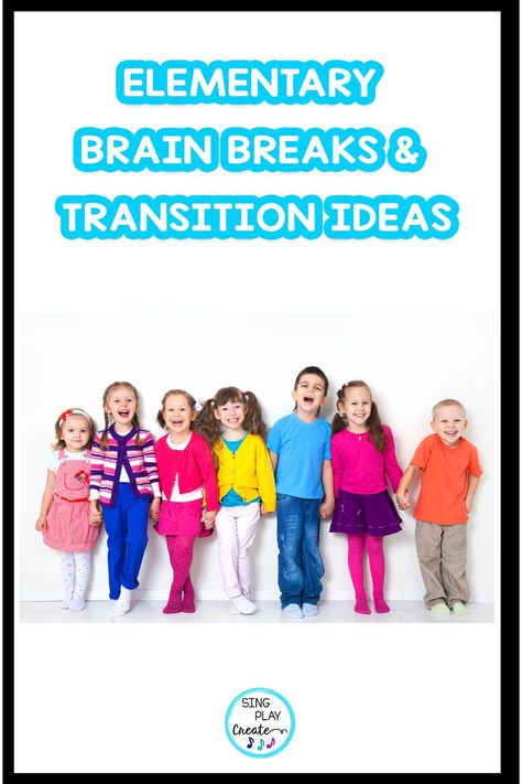 Elementary School Brain Breaks and Transition Activities you can easily do without any prep. Get the creative and easy to implement ideas in this blog post from Sandra at Sing Play Create. Elementary Brain Breaks, Classroom Management Songs, Kindergarten Music Lessons, Movement Preschool, Preschool Music Activities, Transition Activities, Activities Elementary, Creative Movement, Kindergarten Music