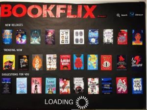 Bookflix Bulletin Board High School, Novel Study Activities, School Display, January Books, Library Bulletin Board, Librarian Chic, Reading Corners, Library Book Displays, Library Signs