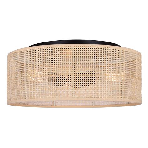 BELLAMY 3 Light Flush Mount, Black Finish - Bed Bath & Beyond - 40267959 Safari Room, Beachy Bedroom, Interior Lighting Ceiling, Rattan Shades, Gold Color Scheme, Ceiling Light Design, Semi Flush Ceiling Lights, Low Ceiling, Flush Ceiling Lights