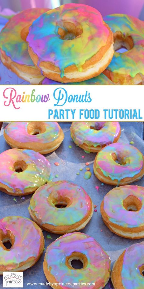 Fairy Treats, African Bread, Rainbow Party Food, Rainbow Recipes, Food Rainbow, 4de Verjaardag, Kue Macaroon, Ideas Birthday Party, Rainbow Donut