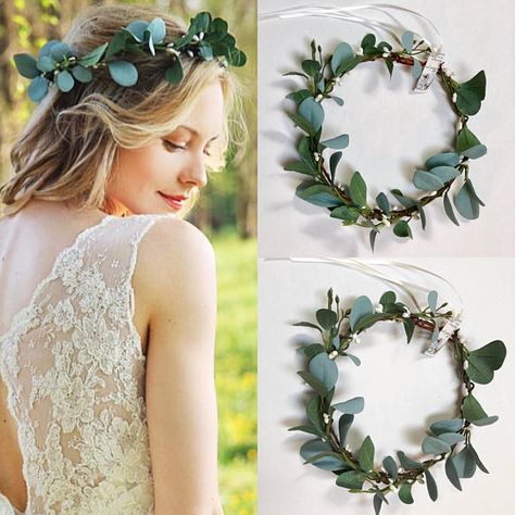 Wedding Beach Photoshoot, Eucalyptus Wedding Flowers, Eucalyptus Crown, Wedding Ideas For Spring, Wedding Flower Crowns, Crown Wedding Hair, Săpunuri Handmade, Flowers Crown, Ideas For Flowers