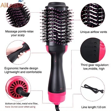 Elevate your hair game with our versatile 3-in-1 Hair Dryer Brush Styler & Volumizer. This all-in-one tool combines the functions of a hair dryer, brush, and volumizer, making it your go-to solution for salon-quality styling at home. Key Features: 3-in-1 Design: Streamline your routine with a tool that dries, styles, and adds volume in one easy step. Rapid Drying: Powerful airflow and heat settings ensure quick drying, reducing overall styling time. Volumizing Brush: The unique brush design... Hair Dryer Set, Dryer Brush, Brush Design, Hair Dryer Brush, Brush Hair, Hair Game, Hair Brush, 3 In 1, Easy Step