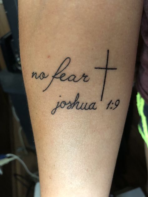 Joshua 1 9 Tattoo With Cross, Joshua 1:9 Tattoo Women, Be Strong And Courageous Tattoo, Joshua Tattoo, Christian Versus, Joshua 1 9 Tattoo, Cross Jacket, Tattoos For Dad Memorial, Font Tato