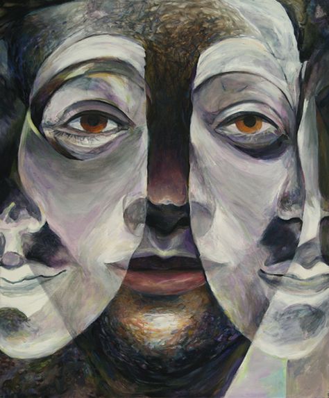 Trudy Askew - Multiple Identities Multiple Identity Art, Two Sides Of A Person Art, Double Identity Art, Double Personality Art, Multiple Personality Illustration, Zodiac Gods, 2nd Semester, Multiple Personality, Mask Template