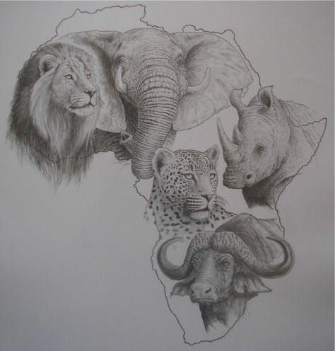 South African Animals, Africa Drawing, African Drawings, Animal Tattoos For Women, Africa Tattoos, Leopard Tattoos, African Tattoo, Animal Outline, Map Of Africa