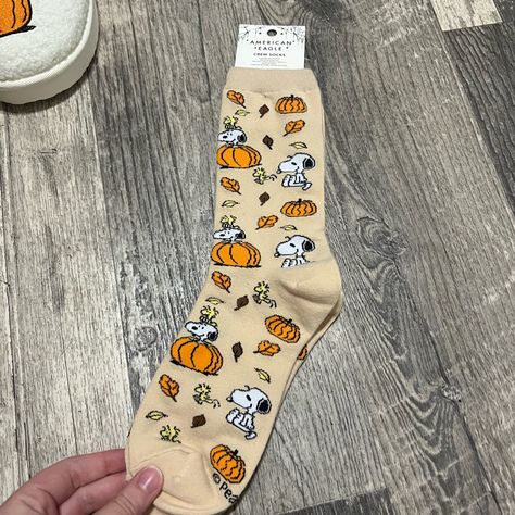 Brand New American Eagle Snoopy Fall Socks Snoopy Socks, Snoopy Autumn, Amber Christmas, Snoopy Fall, Autumn Socks, Halloween Sleepover, Fall Socks, Holiday Finds, Christmas Lists