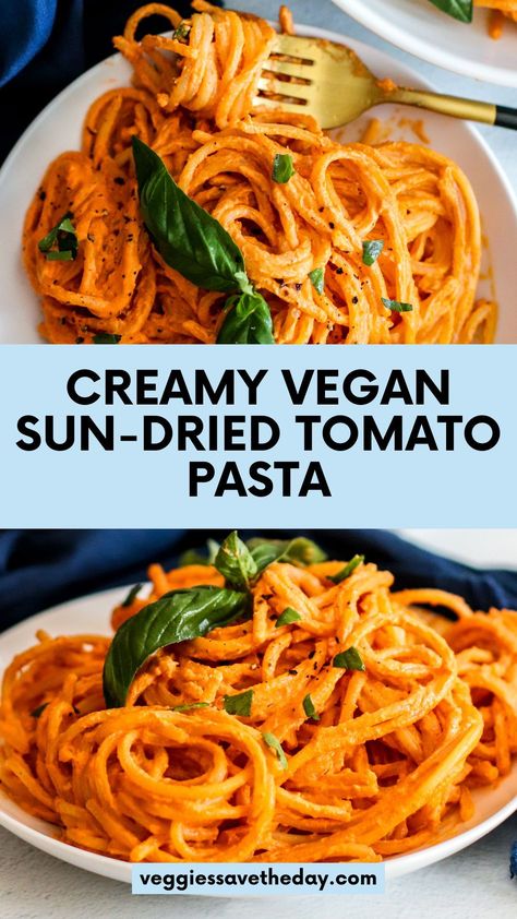 Vegan Sun Dried Tomato Recipes, Vegan Sundried Tomato Pasta, Sundried Tomato Pasta Vegan, Sundried Tomato Pasta Sauce, Spicy Sun Dried Tomato Pasta, Pasta Stars, Dried Tomato Pasta, Tofu Pasta, Sun Dried Tomato Pasta