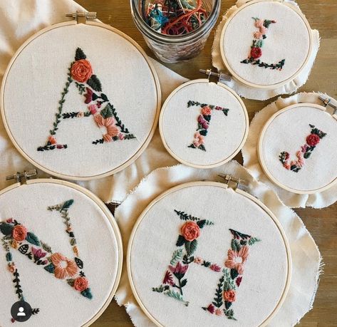 Floral Filled Letter Embroidery, Letter Flower Embroidery, Hand Embroidery Alphabet Patterns Free, Embroidered Flower Letters, Alphabet Embroidery Patterns Letters, Embroidery Alphabet Letters Design, Embroidery Letters Tutorial, Name Embroidery Ideas Letters, Embroidery Initials Letters