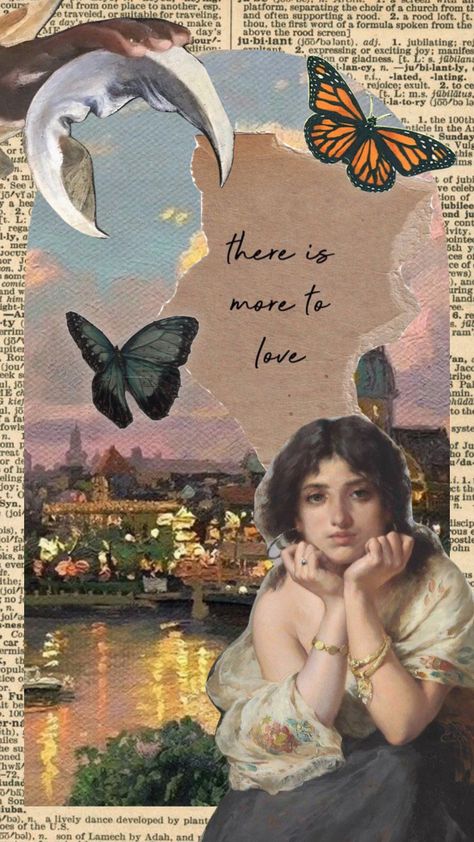 Notebook Collage Aesthetic, Journal Cover Collage Aesthetic, Surreal Collage Art Wallpaper, Collage Art Aesthetic, Butterfly Collage Wallpaper, Fantasy Aesthetic Collage, Art Collage Aesthetic, Poetry Collage Art, Collages Aesthetic