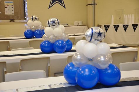 Dallas Cowboys Dallas Cowboys Party Ideas Centerpieces, Dallas Cowboy Theme Party For Adults, Dallas Cowboys Birthday Party Ideas, Dallas Cowboys Balloon Arch, Cowboys Theme Party Dallas, Dallas Cowboys 30th Birthday Party, Cowboys Birthday Party, Dallas Cowboys Birthday Party, Buffet Theme