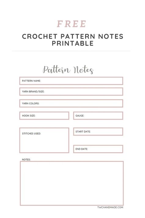 Crochet Pattern Notes-Free Printable - Tender Warm Creations Crochet Pattern Writing Template, How To Write A Crochet Pattern, Crochet Pattern Template, Crochet Printables, Crochet Sweater Free, Notes Printable, Writing Template, Pattern Template, Crochet Humor