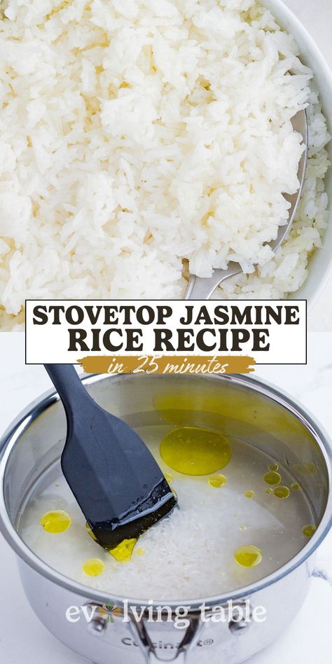 Knowing How to Cook Jasmine Rice so it is perfect and fluffy every time comes down to two things: the right rice-to-water ratio and correct cooking method. By following these fool-proof steps, you’ll get soft and tender grains with a chewy bite every time. Jasmine Rice Stovetop Recipe, Cook Jasmine Rice On Stove, Basic Rice Recipe, How To Cook Jasmine Rice, Best Way To Cook Rice, Fluffy Rice How To Make, Perfect Rice How To Cook, Jasmine Rice Stovetop, Jasmine Sticky Rice