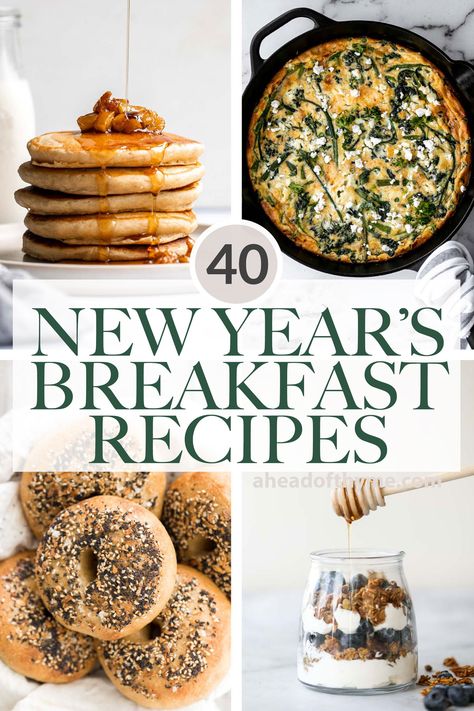 Start the year right with the best breakfast or brunch this New Year's Day. Whether you are hosting family and friends for an elaborate brunch or just looking for a quick breakfast for one, let's make the first meal of the year a good one with over 40 popular best New Year's breakfast and brunch recipes including light and fluffy pancakes, delicious eggs made in every possible way, savoury breakfast casseroles, homemade bread, and baked goods. | aheadofthyme.com #newyearsbrunch via @aheadofthyme Easy New Years Day Breakfast, New Year’s Day Breakfast, New Years Breakfast Ideas, New Year’s Day Brunch, New Years Day Breakfast, New Years Breakfast, Best Breakfast Ideas, Blueberry Yogurt Muffins, Savoury Breakfast