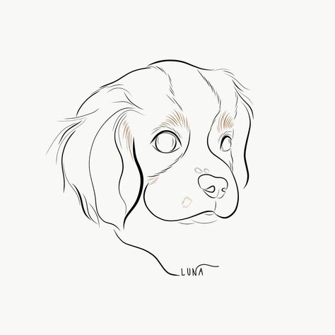 Custom Illustration on Instagram: “Sweet Luna 💕” Cavalier King Charles Tattoo Minimalist, Cavalier King Charles Spaniel Line Art, Cavalier Tattoo, Cavalier King Charles Spaniel Tattoo, Charlie Tattoo, Dino Drawing, Dog Line Drawing, Puppies In Pajamas, Dog Line Art