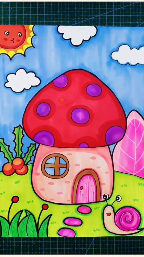 How to Draw a Mushroom House - Step By Step Instructions in 2022 | Cute drawings, Drawings, Fairy house drawing Emily Drawing, Draw A Mushroom, Fairy House Drawing, Scenery Drawing For Kids, Hand Art Kids, Art Kits For Kids, Drawing Lessons For Kids, Easy Cartoon Drawings