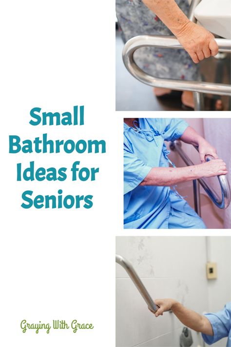 Small bathrooms can be difficult to work around for older adults with limited mobility. So here, we will be your helpful guide on how to make small bathrooms more functional for seniors and the elderly. #grayingwithgrace #seniors #eldercare #smallbathroom #smallbathroomforseniors Senior Bathroom Ideas, Bathroom For Elderly Design, Bathrooms For Seniors, Elderly Bathroom Ideas, Handicapped Bathroom Ideas, Bathroom For Elderly, Aging In Place Bathroom, Ideas For Seniors, Living Bathroom