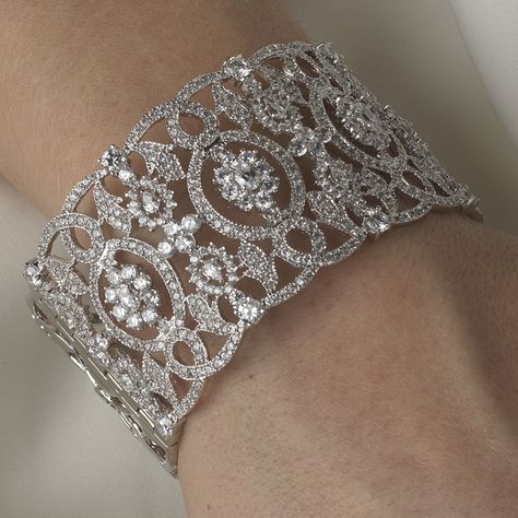 CZ Cuff Bracelet | Cubic Zirconia Bridal Cuff Bangle Bracelet 8349 Silver Bridal Cuff Bracelet, Vintage Wedding Accessories, Bridal Cuff, Stone Bangles, Bling Wedding, Bridal Bangles, Stone Bangle, Jewelry Showcases, Cuff Bangle Bracelet