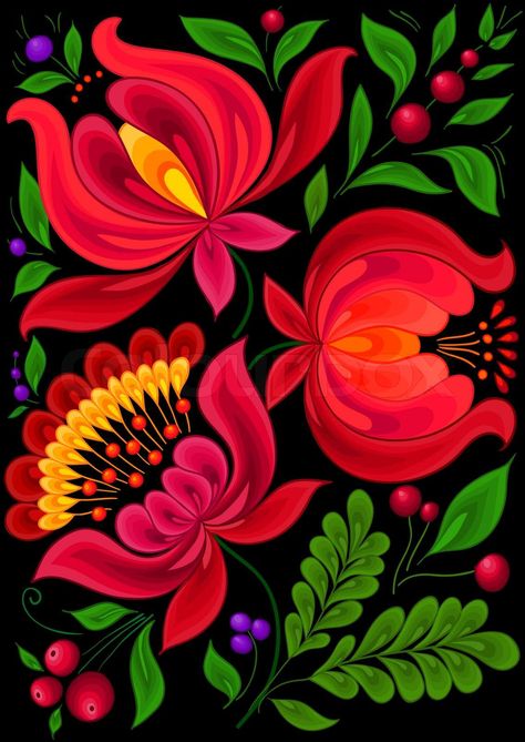 Mexican Flowers, Polish Folk Art, Folk Art Flowers, Folk Art Painting, Mexican Art, Arte Floral, Mexican Folk Art, Flower Backgrounds, Art Abstrait