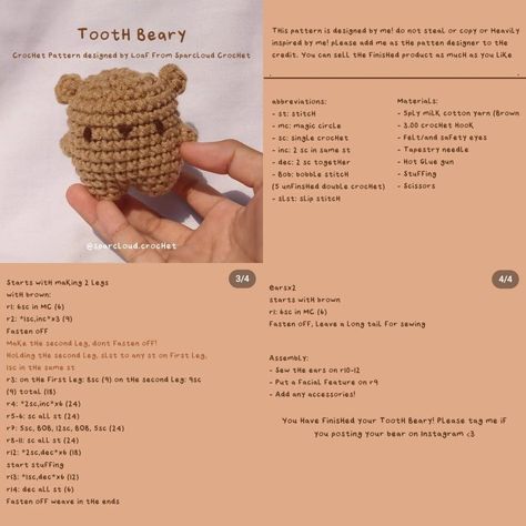 List Of Crochet Ideas, Mini Crochet Plushies Pattern, Free Crochet Patterns For Fluffy Yarn, Low Yarn Crochet Projects, Mini Teddy Bear Crochet Pattern, Cute Crochet Plushies Pattern, Small Free Amigurumi Patterns, Brown Crochet Amigurumi, Beginner Crochet Keychain