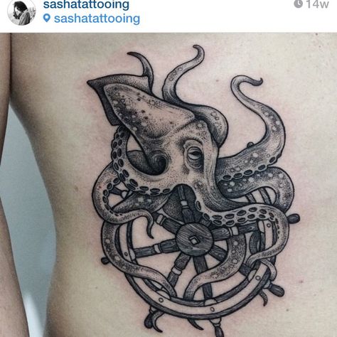 Cute Octopus Tattoo, Helm Tattoo, Ship Wheel Tattoo, Small Octopus Tattoo, Tattoo Octopus, Squid Tattoo, Wheel Tattoo, Helmet Tattoo, Octopus Tattoo Design