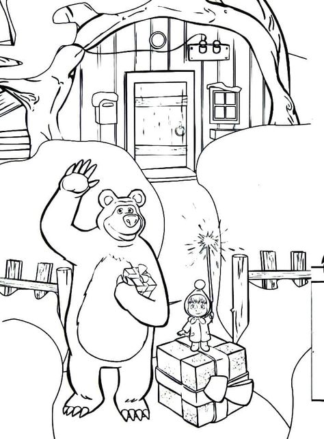 Masha and Bear coloring page Masha And Bear, Bear Coloring Page, Free Kids Coloring Pages, Bear Images, Bear Coloring Pages, Masha And The Bear, Coloring For Kids, Coloring Pages For Kids, Coloring Page