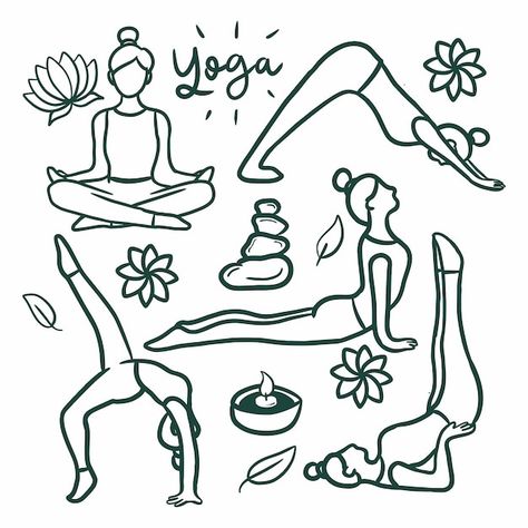 How To Draw Yoga Poses, Draw Yoga Poses, Yoga Bullet Journal, Yoga Doodles, Yoga Pose Drawing, Meditation Doodle, Yoga Poses Drawing, Yoga Sketch, Exercise Drawing