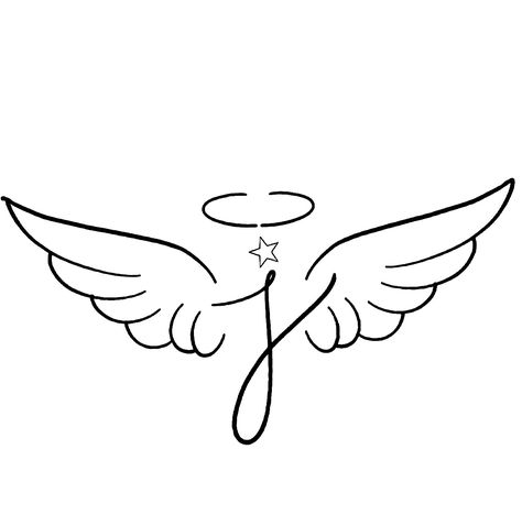 Angel Wings Initial Tattoo, Alas Tattoo, Angel Sketch, Rip Tattoo, Angel Wings Drawing, Half Sleeve Tattoos Drawings, Cool Wrist Tattoos, Wings Drawing, Initial Tattoo