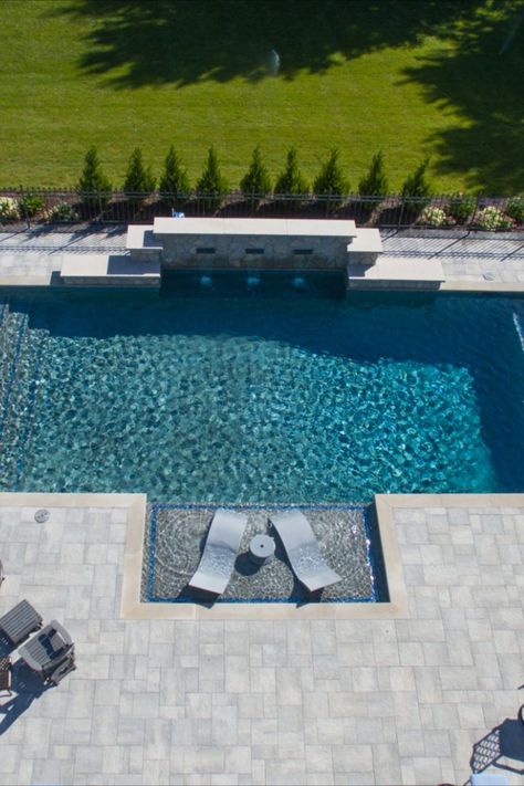 StoneScapes Regular Black | NPT Pool Finishes Pool With Tanning Ledge, Raised Pools, Barn Pool, Tanning Ledge Pool, Inground Pool Designs, Rectangle Pool, Black Pool, Dream Backyard Pool, Pool Finishes