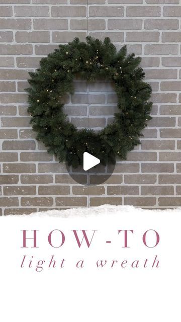 Garage Light Wreath Christmas, Christmas Wreath Above Garage Door, Lighted Wreaths Christmas, Wreath Above Garage, How To Hang Wreaths On Windows, Wreath Lights, Christmas Wreath With Lights, Lighted Wreath, Carriage Lights