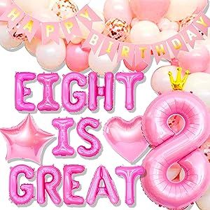 #AD Eight Is Great, Girls 8th Birthday, Girl Birthday Decorations, Birthday Decoration, 8th Birthday, Decoration Home, Birthday Balloons, Birthday Decorations, Home Kitchen