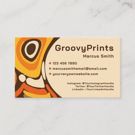 Retro Color Scheme, Zazzle Business Cards, Business Card Stand, Vintage Business Cards, Vintage Business, Business Card Inspiration, The Seventies, Financial District, Creating A Business