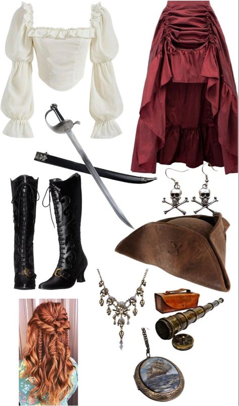 Halloween Costumes Elizabeth Swan, Angelica Pirates Of The Caribbean Outfit, Pirates Of The Caribbean Customes, Pirate Halloween Costumes Aesthetic, Elegant Pirate Outfit, Elizabeth Swann Pirate Costume, Pirates Of The Caribbean Inspired Outfit, Pirates Of The Caribbean Female Costumes, Pirate Costume Modest