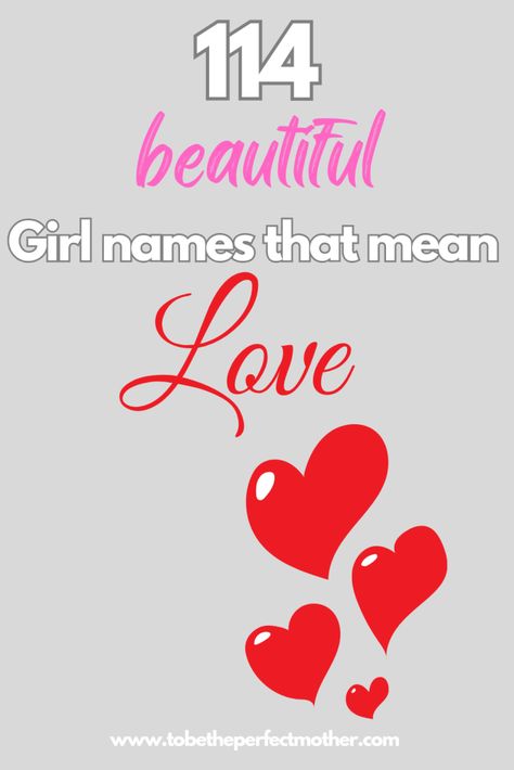 Girl names that mean love Female Names That Mean Love, Name That Means Love, Names Meaning Love, Names That Mean Snow, Dutch Girl Names, Hawaiian Girl Names, Names That Mean Love, Spanish Girls Names, Hebrew Girl Names