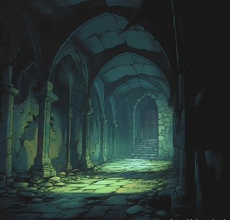 Grim Hollow Art, Dungeon Interior Concept Art, Tavern Background Art, Secret Lair Concept Art, Evil Lair Concept Art, Gothic Environment Concept Art, Dungeon Concept Art Environment, Anime Dungeon Background, Villain Lair Aesthetic