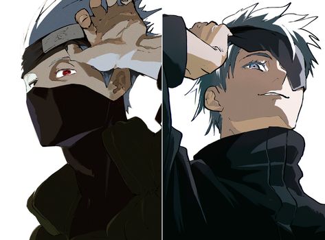 Jujutsu Kaisen Satoru Gojo and Kakashi Hatake HD Wallpaper, Naruto, Blue Eyes, Kakashi Hatake, Jujutsu Kaisen, White Hair, School Uniform, Satoru Gojo, Headband, Blindfold Kakashi Hatake Hd Wallpaper, Roshi Naruto, Gojo And Kakashi, Kakashi Eye, Yahiko Naruto, Six Eyes, Hoodie Ideas, Naruto Drawings, Kakashi Sensei