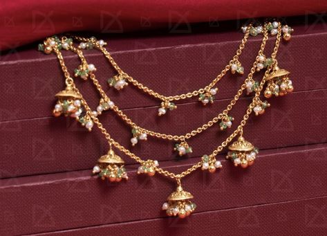 Champasaralu Designs Gold, Chempaswaralu Designs Gold Latest, Champaswaralu Designs, Champaswaralu Designs Gold, Chandraharam Designs, Temple Jewellery Jhumkas, Vanki Designs Jewellery, Gold Long Chain, Simple Necklace Designs