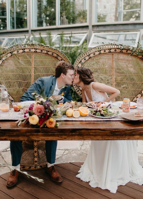 Colorful '70s Boho Wedding at The Greenhouse at Driftwood | Junebug Weddings Greenhouse Venue, Teal Suit, Wedding Gowns Online, The Greenhouse, Yellow Wedding, Oregon Wedding, Desert Wedding, Engagement Photo Inspiration, Wedding Dj