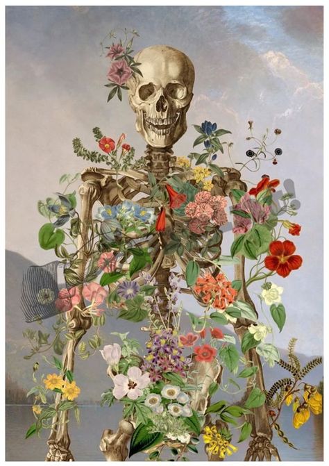 Rib Cage With Flowers, Kunst Collages, Yoga Kunst, Anatomy Illustration, Flowers Collage, Skeleton Flower, Flower Collage, Skeleton Art, Medical Art