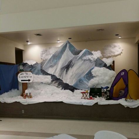 Vbs mount everest 2015 Alaska Vbs Decor, Alaska Vbs, Northern Lights Decorations, Everest Vbs 2015, Everest Vbs, Theatre Backdrops, Mount Everest Base Camp, Himalayas Mountain, Apres Ski Party