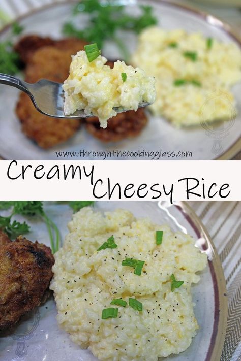 Creamy Cheesy Rice, Cheesy Rice Recipes, Vegetable Dishes Recipes, Rice Side Dish Recipes, Cheesy Rice, Cheese Rice, Scrumptious Food, Creamy Rice, Rice Side Dishes