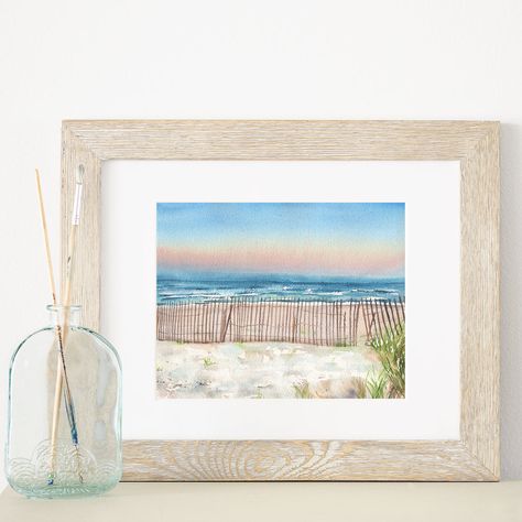 Beach Fence, Beachy Room Decor, Beachy Room, Painting Beach, Selling Prints, White Mat, Shell Art, Phone Apps, Unframed Art