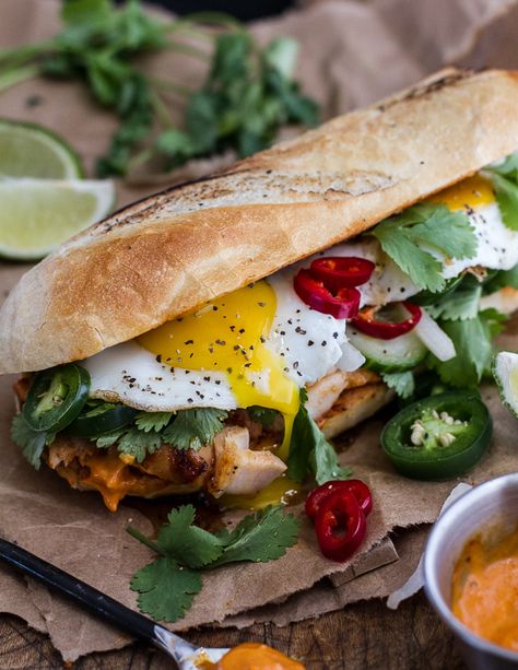 Mahi Mahi Banh Mi with Spicy Curried Mayo + Fried Eggs | halfbakedharvest.com Gourmet Sandwiches Recipes, Savory Brunch Recipes, Mahi Mahi Recipes, Gourmet Sandwiches, Sloppy Joe, Fried Eggs, Club Sandwich, Half Baked Harvest, Banh Mi